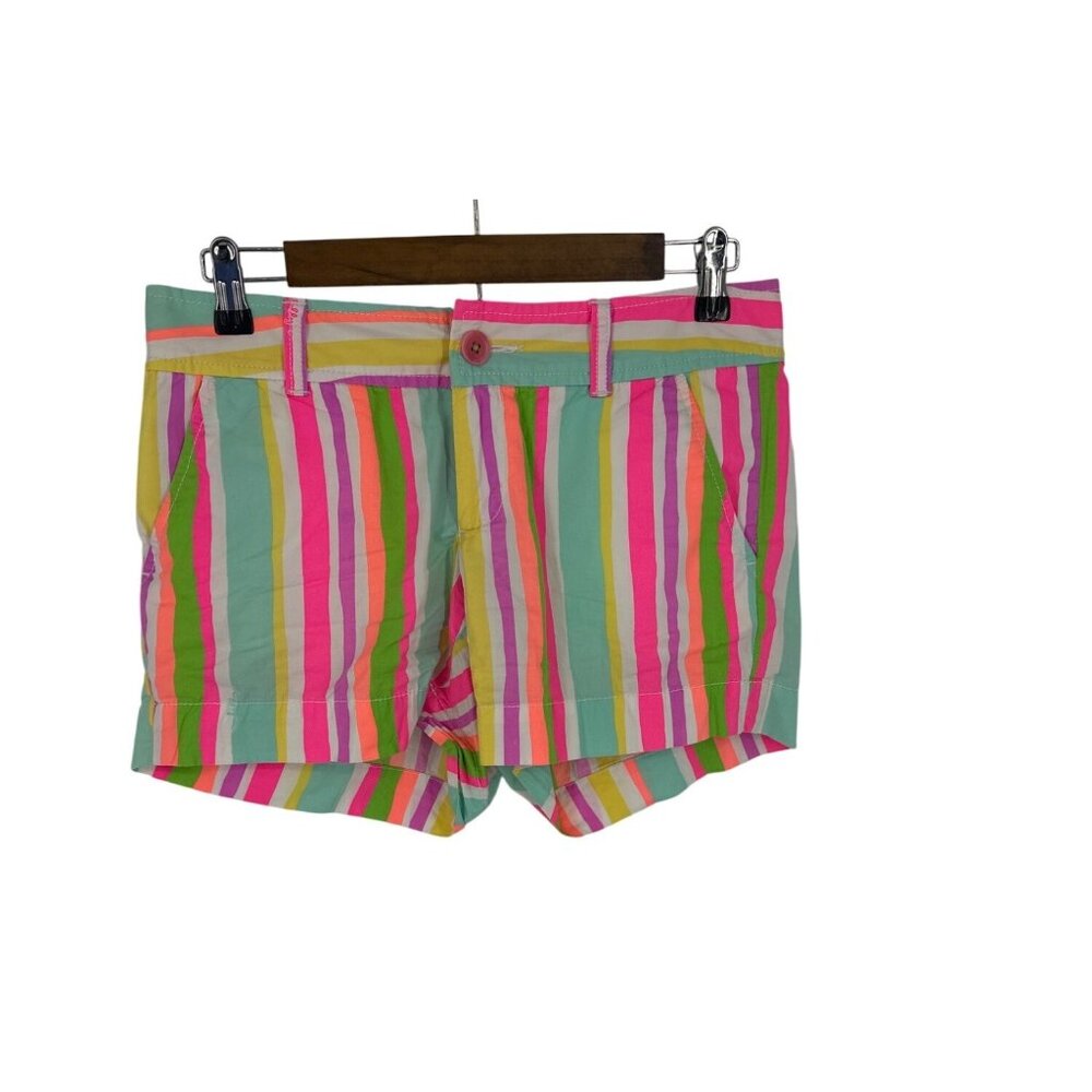 Lilly Pulitzer Womens Striped Multicolor Callahan Short With Button & Zip Closur
